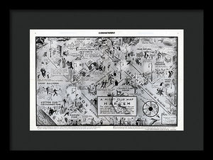 Old Night Club Map Of Harlem - Framed Print