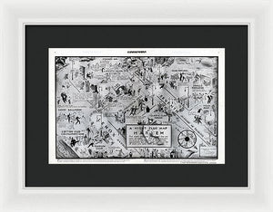 Old Night Club Map Of Harlem - Framed Print