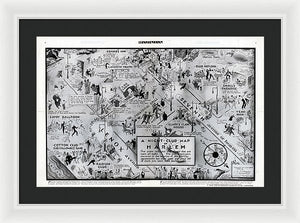 Old Night Club Map Of Harlem - Framed Print