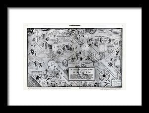 Old Night Club Map Of Harlem - Framed Print