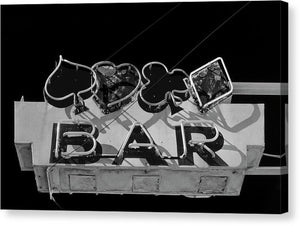 Old Bar Sign - Black And White - Canvas Print