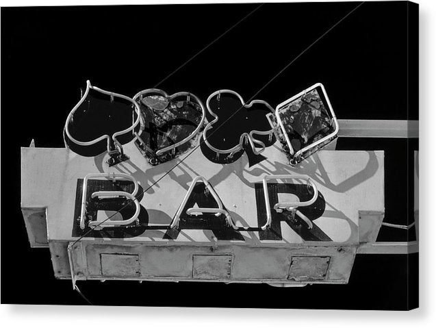 Old Bar Sign - Black And White - Canvas Print