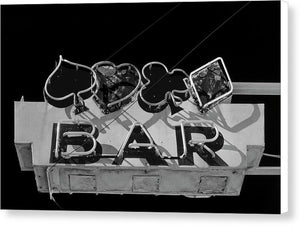 Old Bar Sign - Black And White - Canvas Print