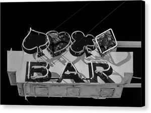 Old Bar Sign - Black And White - Canvas Print