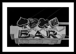 Old Bar Sign - Black And White - Framed Print