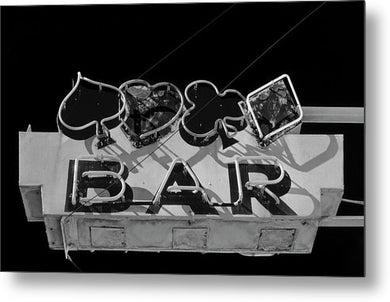 Old Bar Sign - Black And White - Metal Print