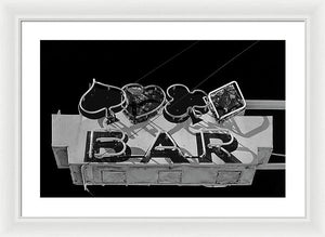 Old Bar Sign - Black And White - Framed Print