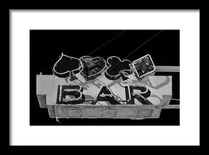 Old Bar Sign - Black And White - Framed Print