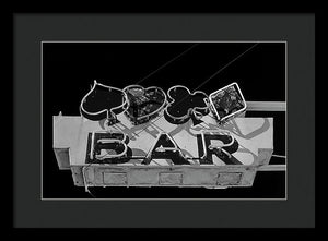 Old Bar Sign - Black And White - Framed Print