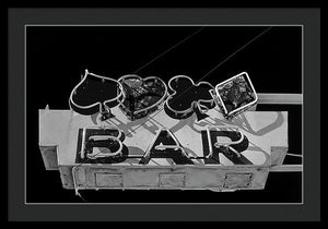 Old Bar Sign - Black And White - Framed Print