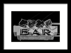 Old Bar Sign - Black And White - Framed Print