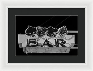 Old Bar Sign - Black And White - Framed Print