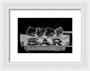 Old Bar Sign - Black And White - Framed Print