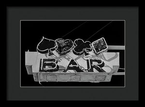 Old Bar Sign - Black And White - Framed Print