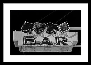 Old Bar Sign - Black And White - Framed Print