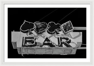 Old Bar Sign - Black And White - Framed Print