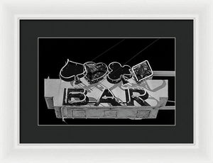 Old Bar Sign - Black And White - Framed Print