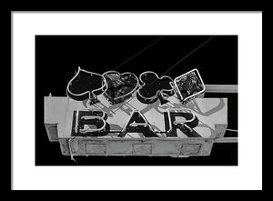 Old Bar Sign - Black And White - Framed Print