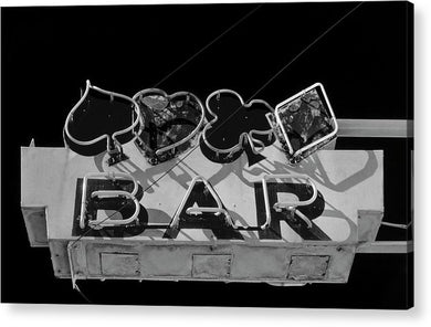 Old Bar Sign - Black And White - Acrylic Print