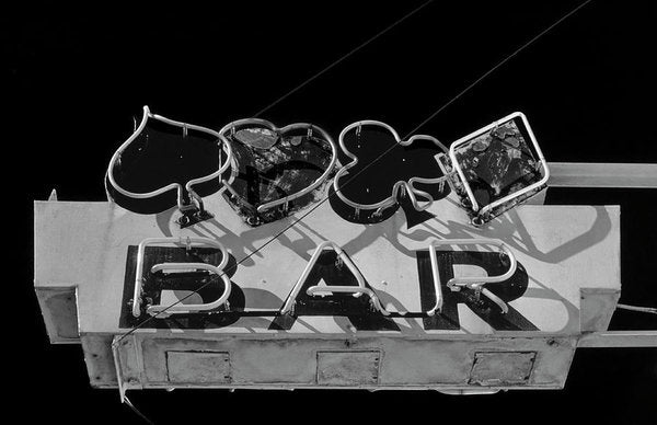 Old Bar Sign - Black And White - Art Print