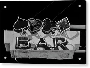 Old Bar Sign - Black And White - Acrylic Print