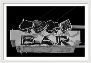 Old Bar Sign - Black And White - Framed Print