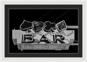 Old Bar Sign - Black And White - Framed Print