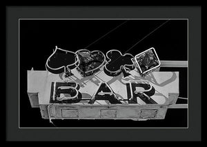 Old Bar Sign - Black And White - Framed Print