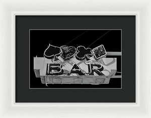 Old Bar Sign - Black And White - Framed Print