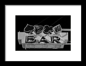 Old Bar Sign - Black And White - Framed Print