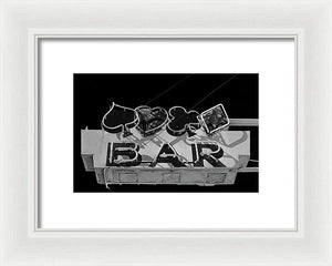 Old Bar Sign - Black And White - Framed Print