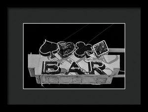 Old Bar Sign - Black And White - Framed Print