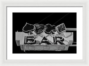 Old Bar Sign - Black And White - Framed Print