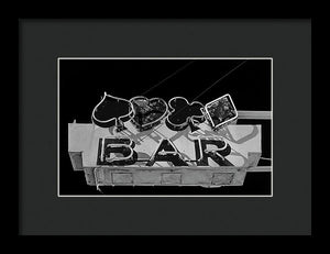 Old Bar Sign - Black And White - Framed Print