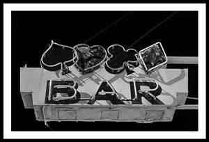 Old Bar Sign - Black And White - Framed Print