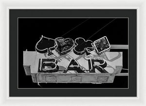 Old Bar Sign - Black And White - Framed Print