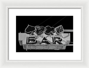 Old Bar Sign - Black And White - Framed Print