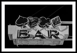 Old Bar Sign - Black And White - Framed Print