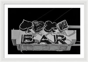 Old Bar Sign - Black And White - Framed Print