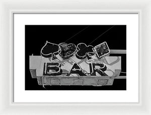 Old Bar Sign - Black And White - Framed Print