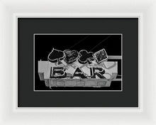 Load image into Gallery viewer, Old Bar Sign - Black And White - Framed Print