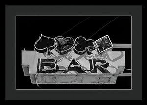 Old Bar Sign - Black And White - Framed Print