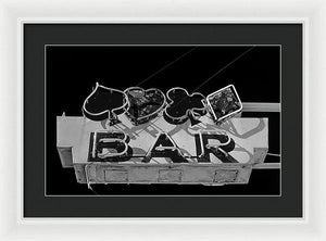 Old Bar Sign - Black And White - Framed Print