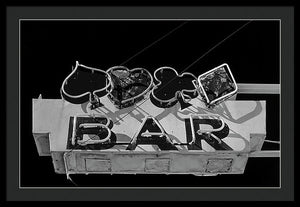 Old Bar Sign - Black And White - Framed Print