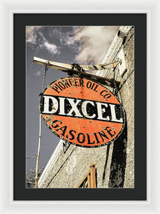 Old Dixcel Gasoline Sign - Framed Print