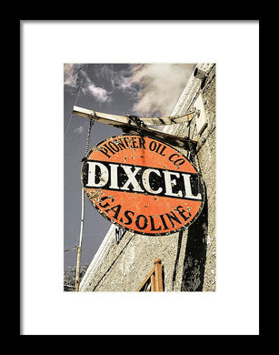 Old Dixcel Gasoline Sign - Framed Print