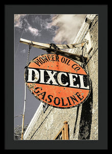 Old Dixcel Gasoline Sign - Framed Print