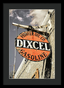 Old Dixcel Gasoline Sign - Framed Print