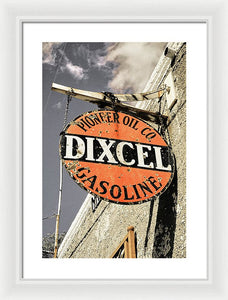 Old Dixcel Gasoline Sign - Framed Print