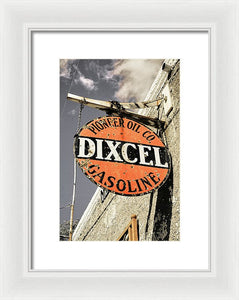 Old Dixcel Gasoline Sign - Framed Print